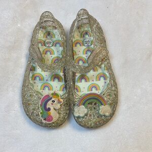 Wonder Nation Kids Glitter Sandals with Unicorn and Rainbow